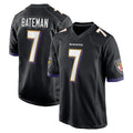 B.Ravens #7 Rashod Bateman Player Black Home Game STECN Stitched Jerseys