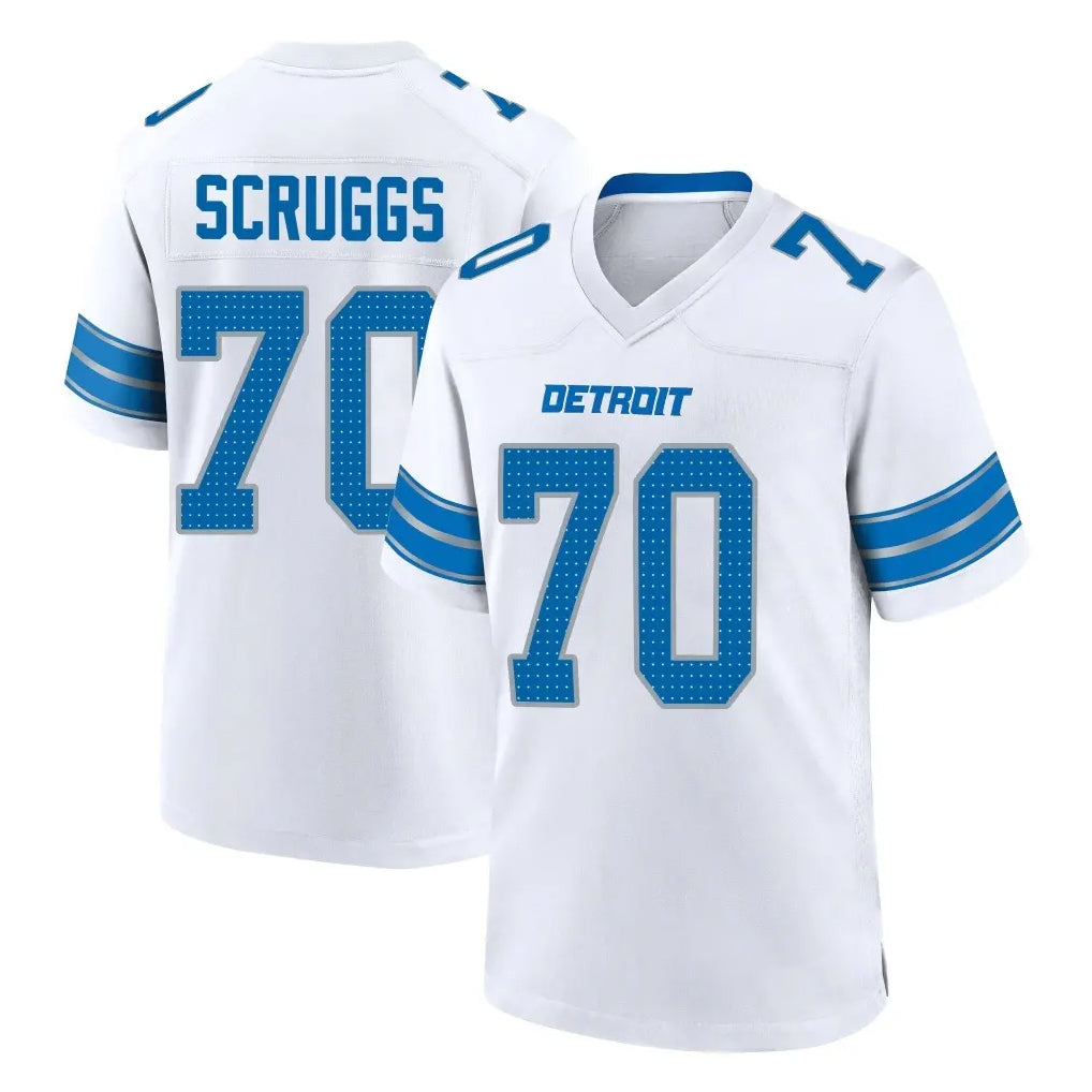 D.Lions #70 Juice Scruggs Player White Alternate Home Game STECN Stitched Jerseys