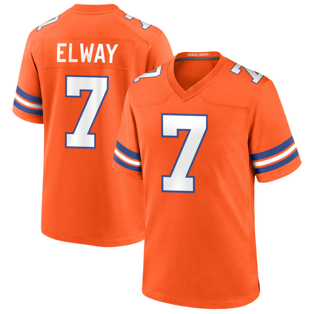 D.Broncos #7 John Elway Player Orange Throwback Game STECN Stitched Jerseys