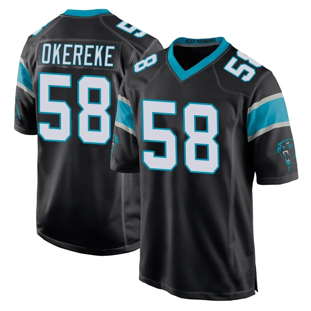 C.Panthers #58 Bobby Okereke Player Black Home Game STECN Stitched Jerseys