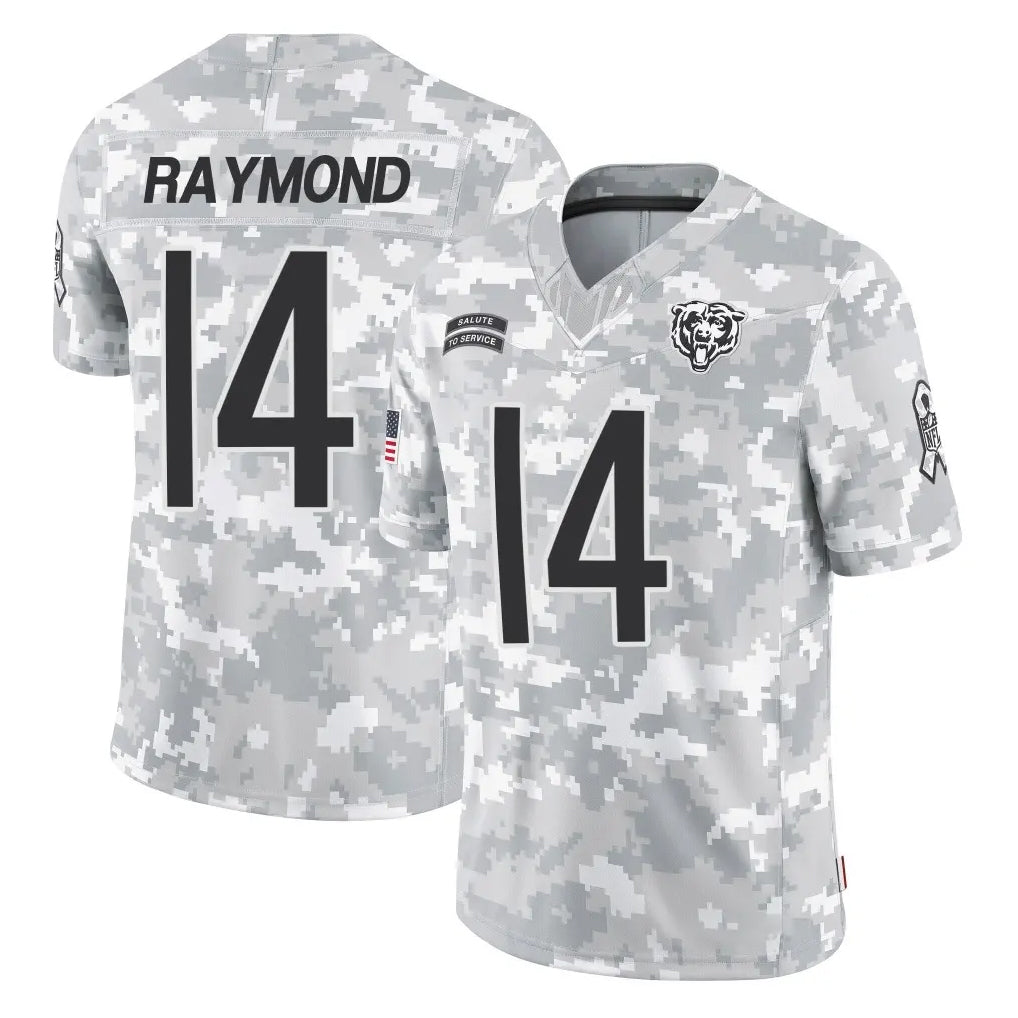C.Bears #14 Kalif Raymond Player Arctic Camo Salute to Service Limited STECN Stitched Jerseys