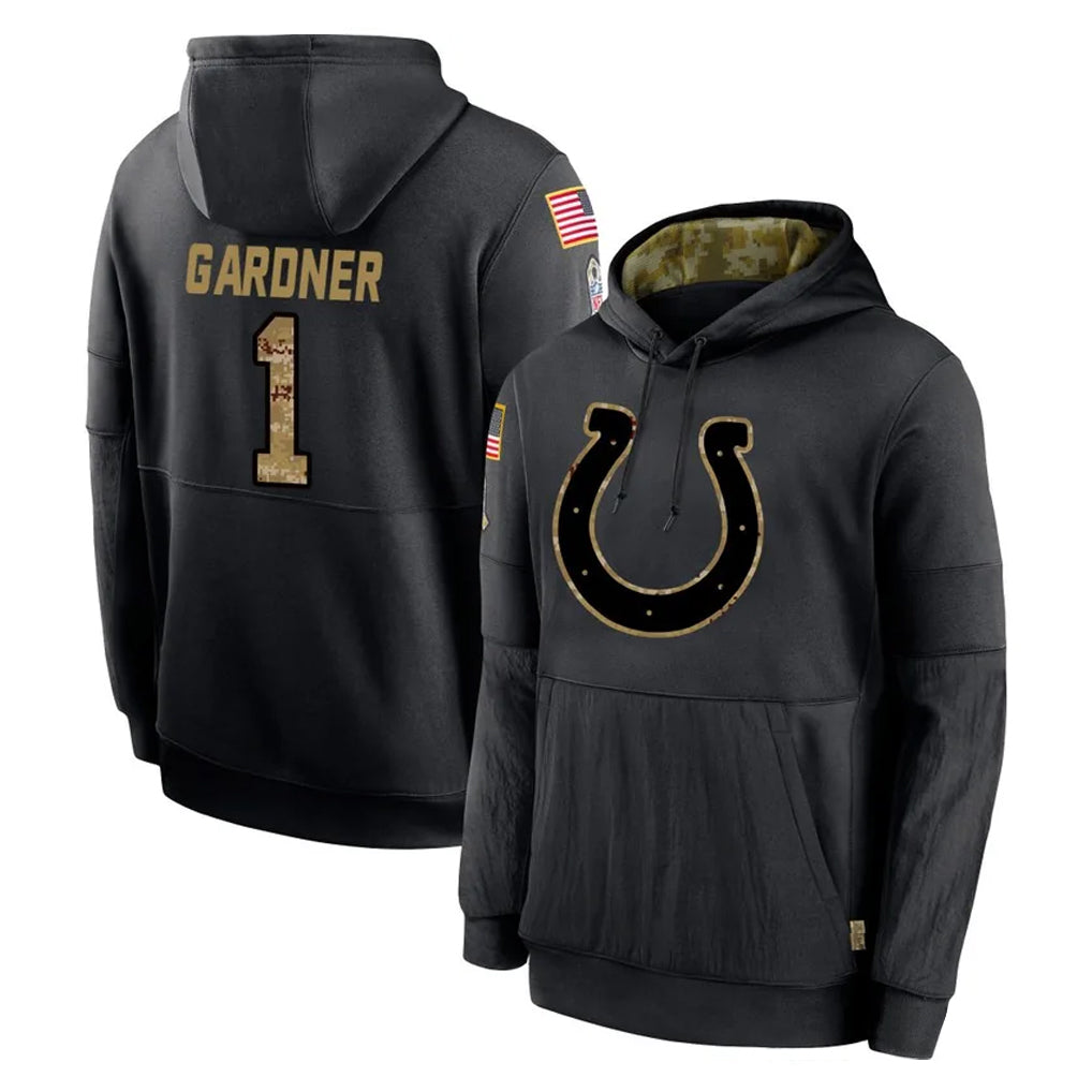 IN.Colts #1 Sauce Gardner Player Black Salute to Service Hoodies Limited Game STECN Stitched Jerseys