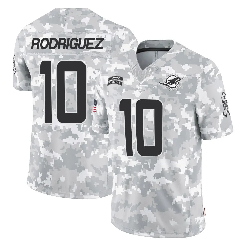M.Dolphins #10 Jacob Rodriguez Player Arctic Camo Salute To Service Limited Game STECN Stitched Jerseys