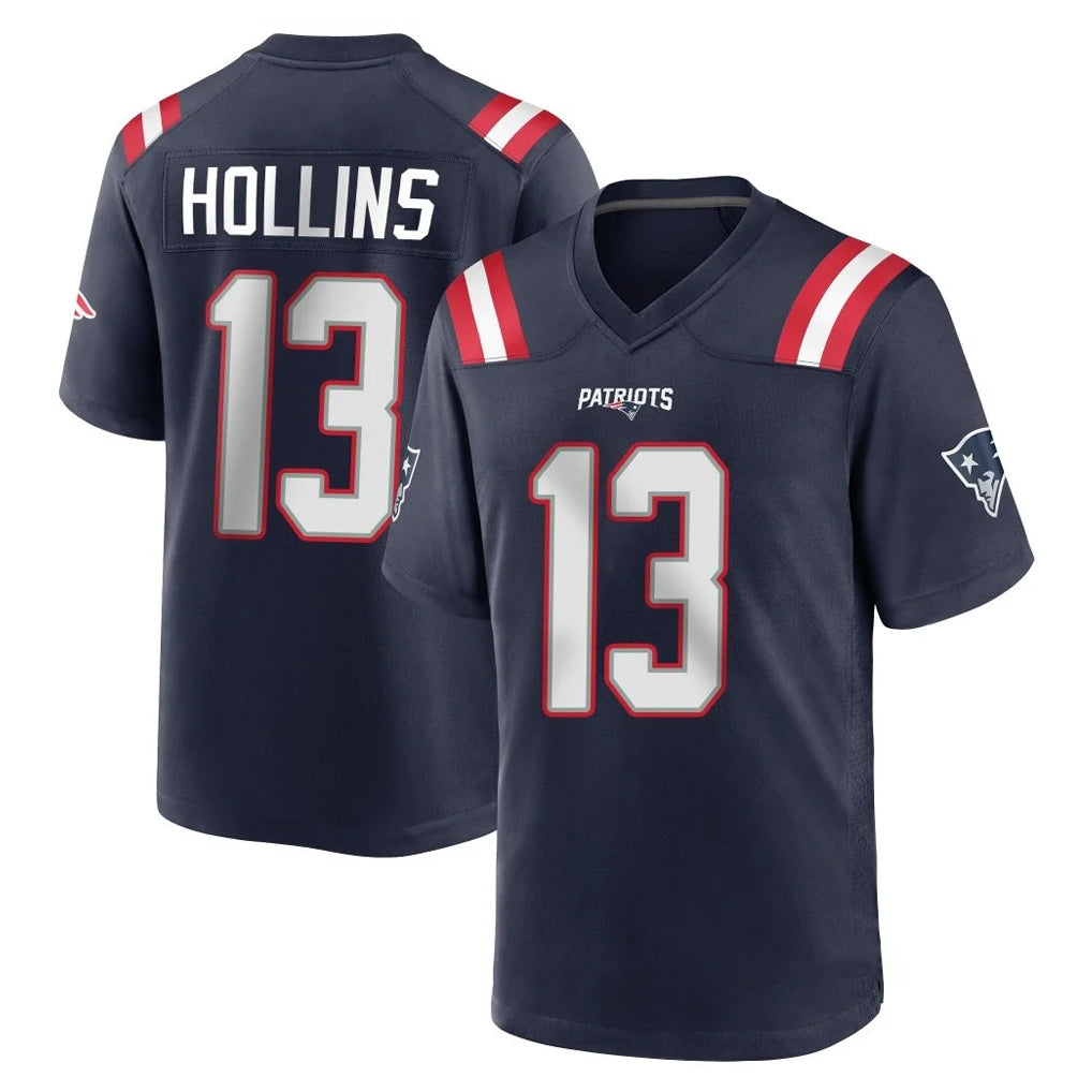 NE.Patriots #13 Mack Hollins Player Navy Home Game STECN Stitched Jerseys