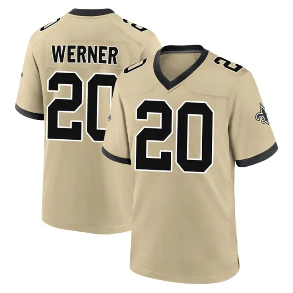 NO.Saints #20 Pete Werner Player Gold Home Game STECN Stitched Jerseys