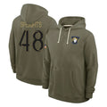 LA.Rams #48 Omar Speights Player Olive Salute to Service Pullover Hoodies Limited STECN Stitched Jerseys