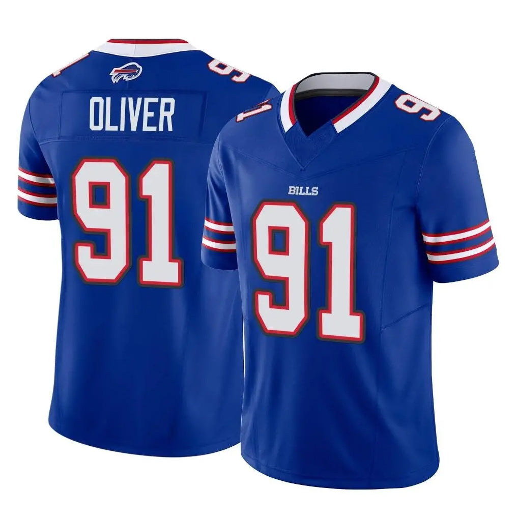 B.Bills #91 Ed Oliver Player Royal Vapor F.U.S.E. Limited Home Game STECN Stitched Jerseys