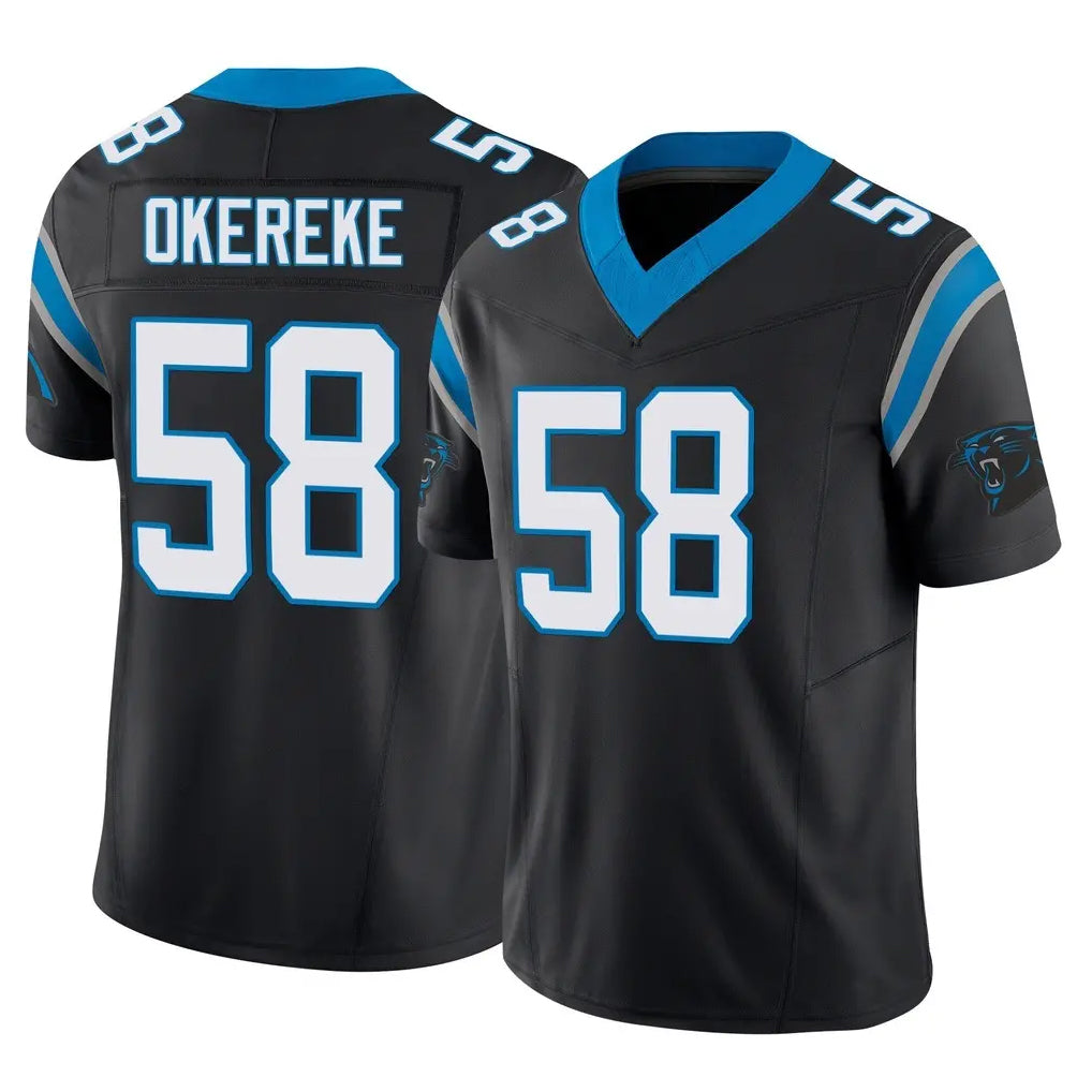 C.Panthers #58 Bobby Okereke Player Black Vapor F.U.S.E. Limited Home Game STECN Stitched Jerseys