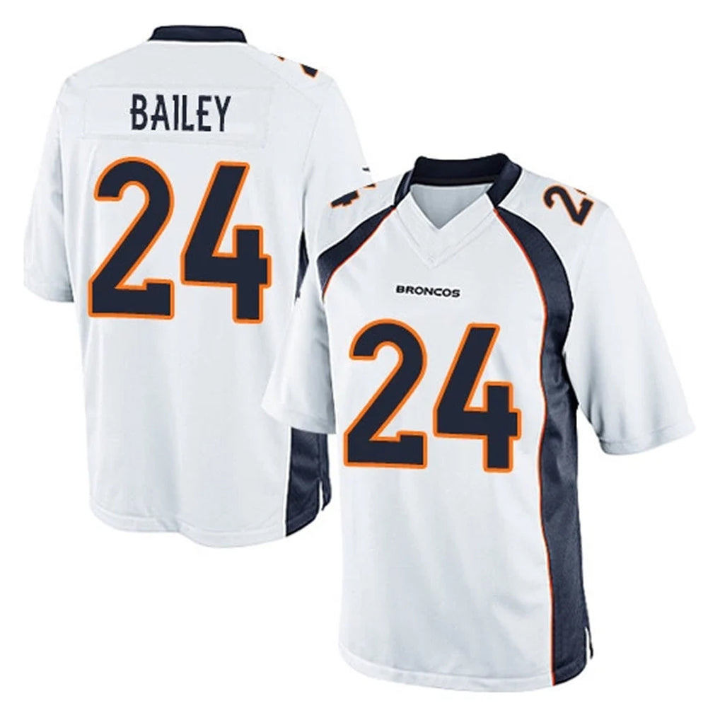 D.Broncos #24 Champ Bailey Player White Game STECN Stitched Jerseys