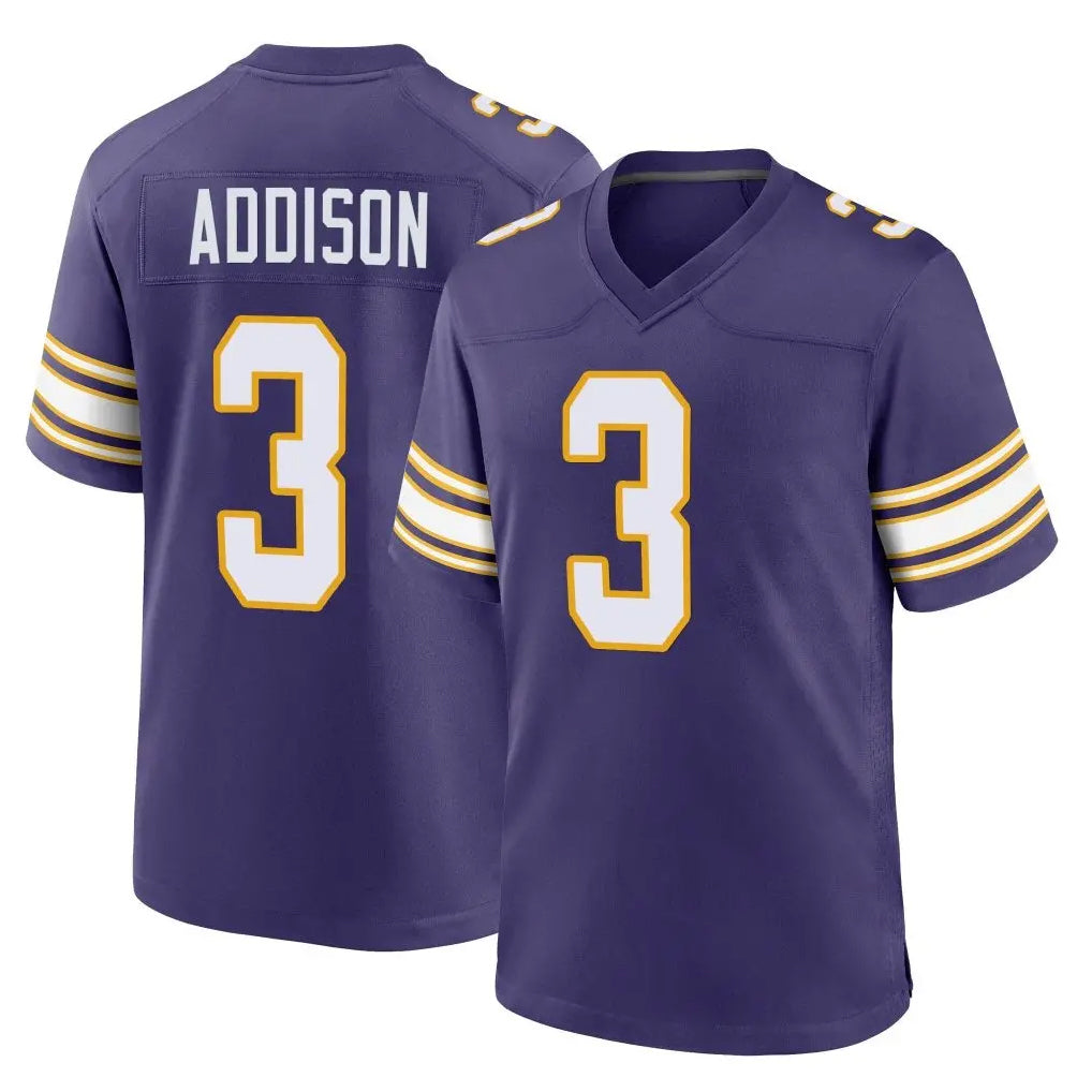 M.Vikings #3 Jordan Addison Player Purple Classic Home Game STECN Stitched Jerseys