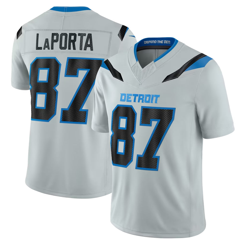 D.Lions #87 Sam LaPorta Player Silver Limited 2026 Rivalries Collection Home Game STECN Stitched Jerseys