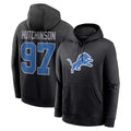 D.Lions #97 Aidan Hutchinson Player Black Pullover Hoodies Limited Game STECN Stitched Jerseys