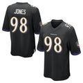 B.Ravens #98 Travis Jones Player Black Home Game STECN Stitched Jerseys
