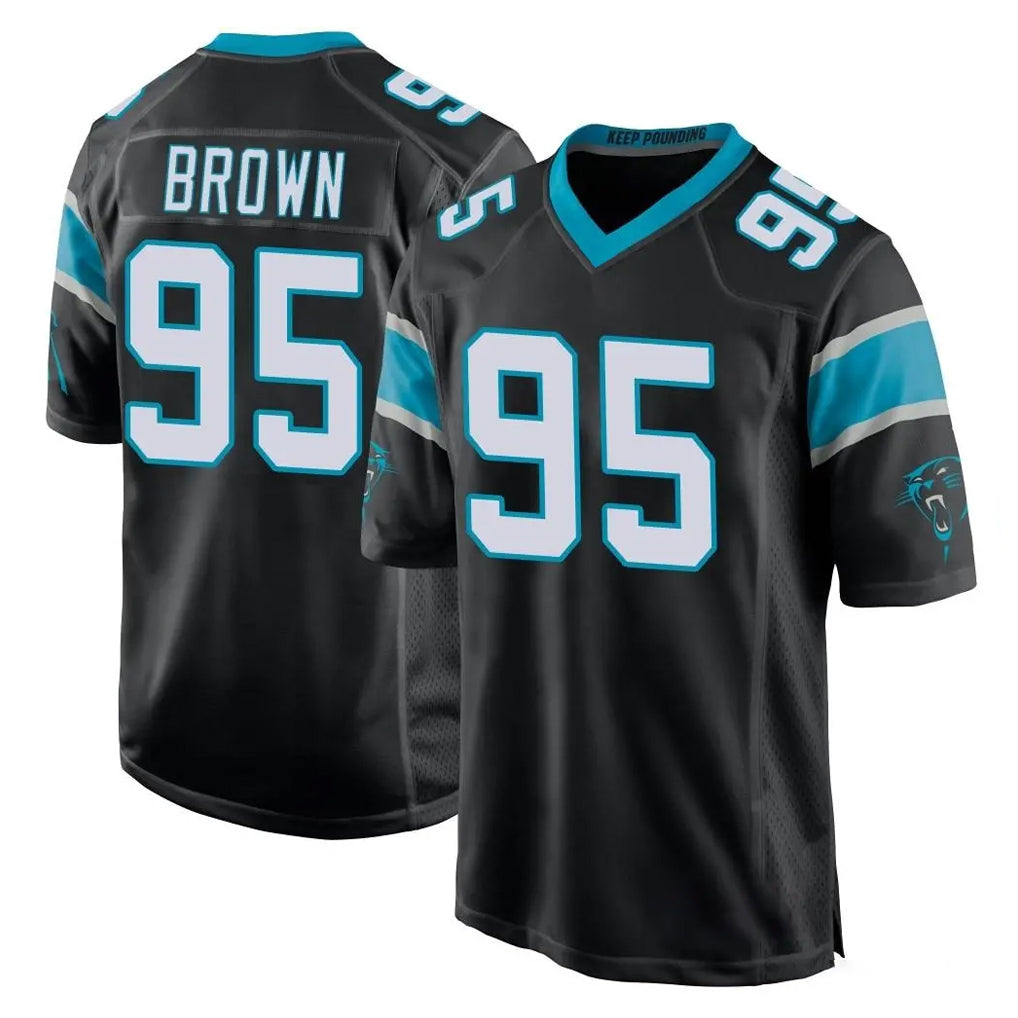C.Panthers #95 Derrick Brown Player Black Game STECN Stitched Jerseys