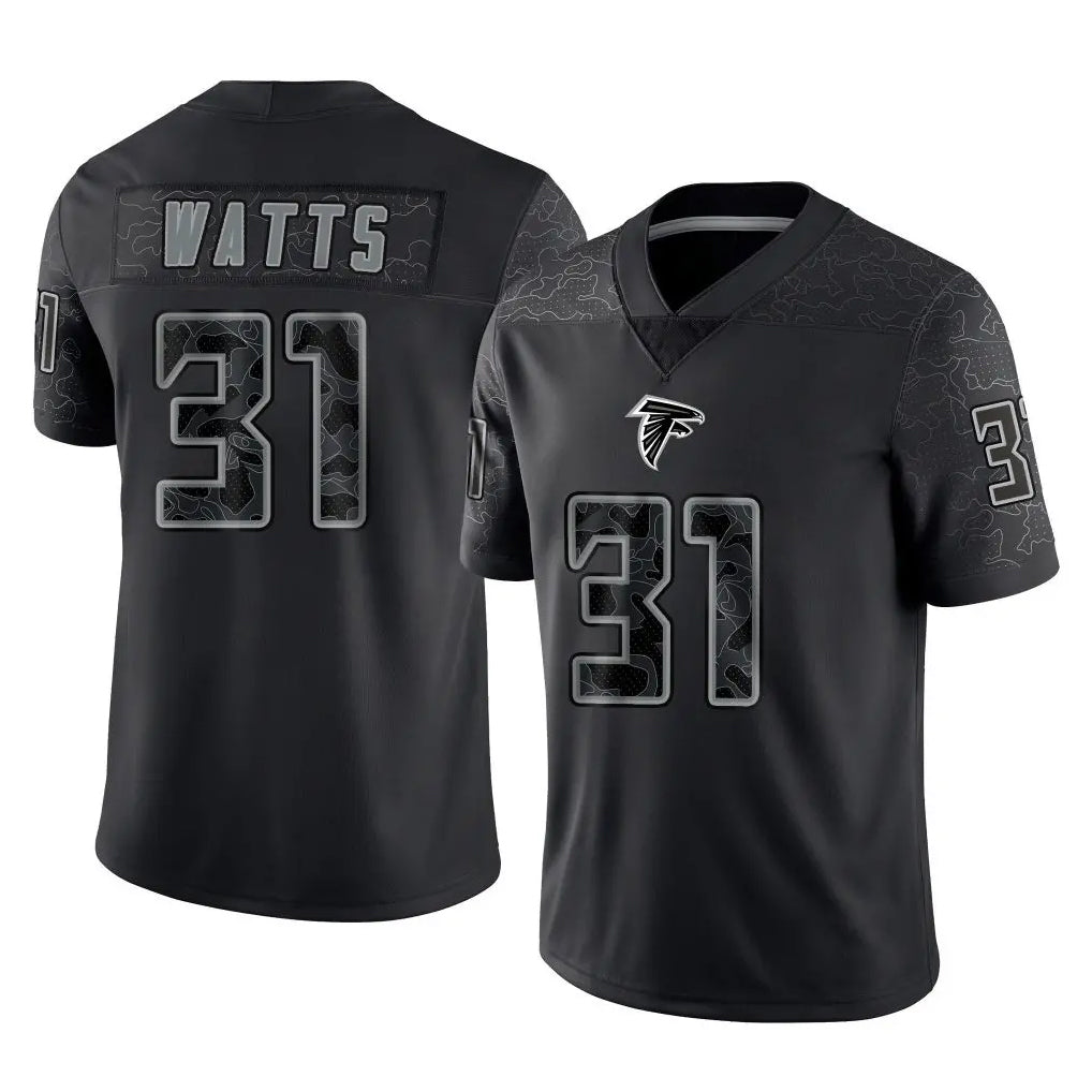A.Falcons #31 Xavier Watts Player Black RFLCTV Limited Game STECN Stitched Jerseys