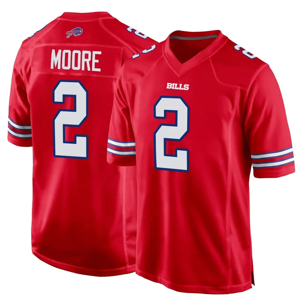 B.Bills #2 DJ Moore Player Red Home Game STECN Stitched Jerseys