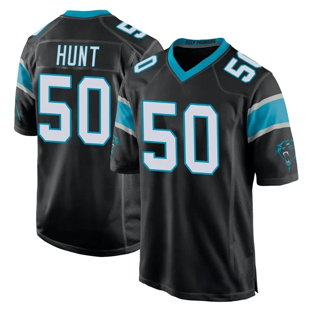 C.Panthers #50 Robert Hunt Player Black Game STECN Stitched Jerseys