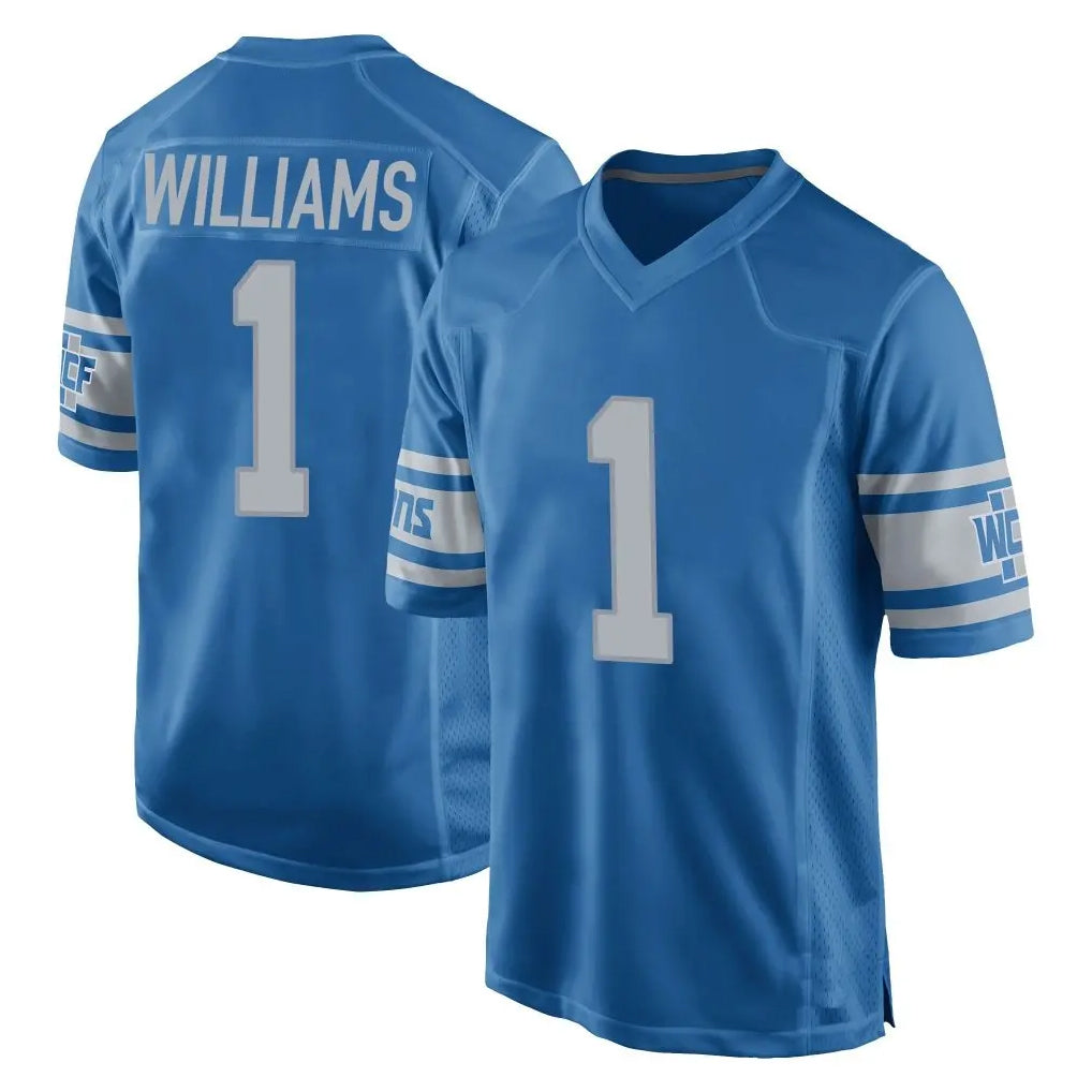 D.Lions #1 Jameson Williams Player Blue Vapor Untouchable Throwback Game STECN Stitched Jerseys