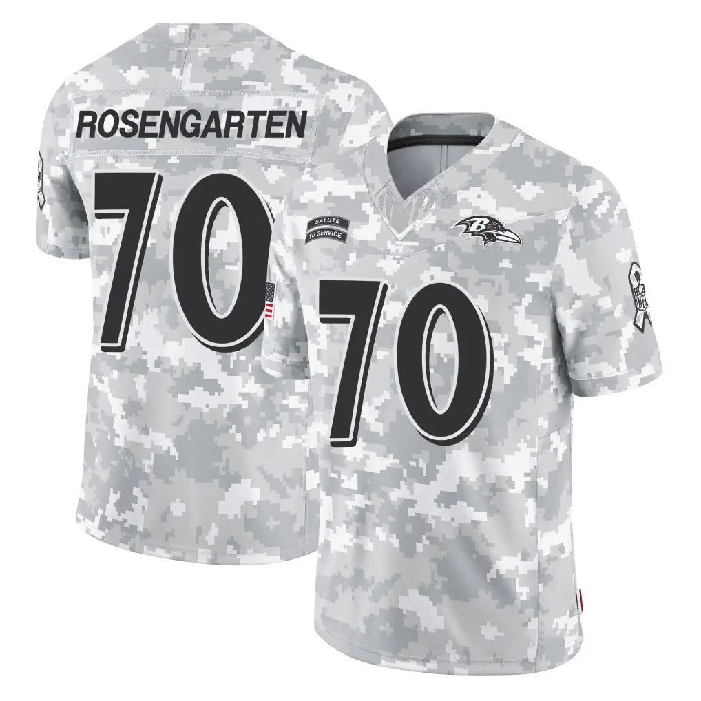 B.Ravens #70 Roger Rosengarten Player Arctic Camo Salute to Service Limited STECN Stitched Jerseys