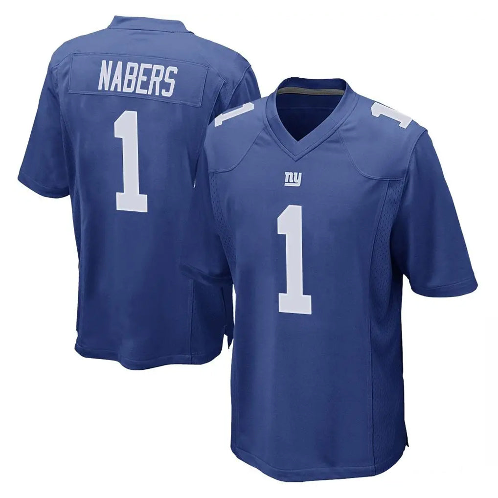 NY.Giants #1 Malik Nabers Player Royal Home Game STECN Stitched Jerseys