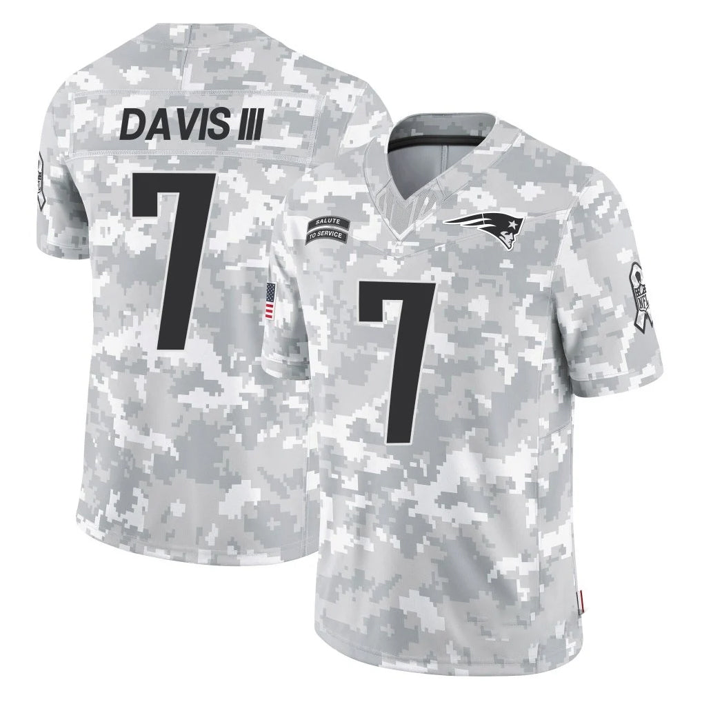 NE.Patriots #7 Carlton Davis III Player Arctic Camo Salute To Service Limited Game STECN Stitched Jerseys
