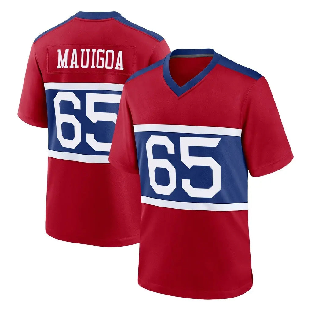 NY.Giants #65 Francis Mauigoa Player Red Century Home Game STECN Stitched Jerseys