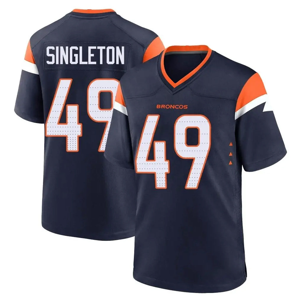 D.Broncos #49 Alex Singleton Player Navy Home Game STECN Stitched Jerseys