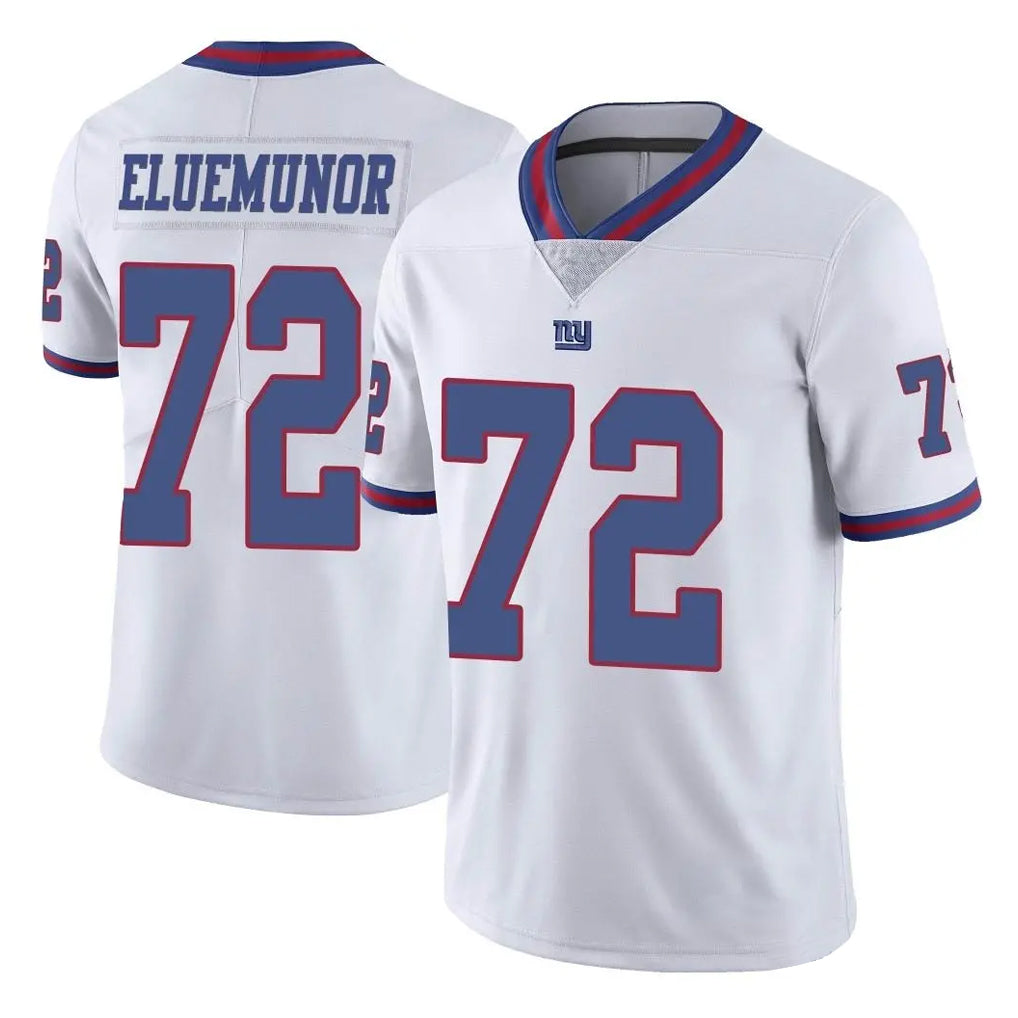 NY.Giants #72 Jermaine Eluemunor Player White Color Rush Home Game STECN Stitched Jerseys