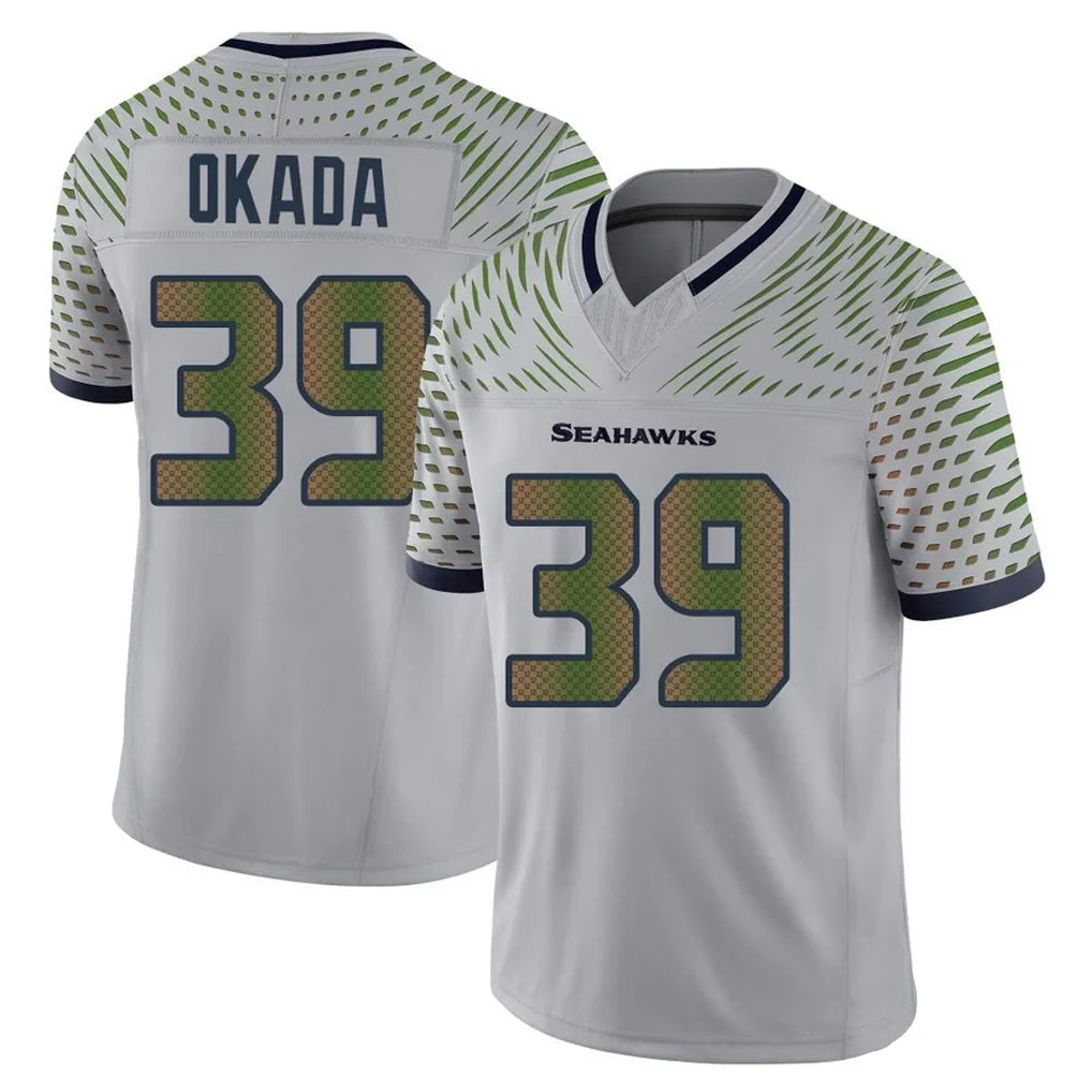 S.Seahawks #39 Ty Okada Player Grey Limited 2025 Rivalries Collection Home Game STECN Stitched Jerseys