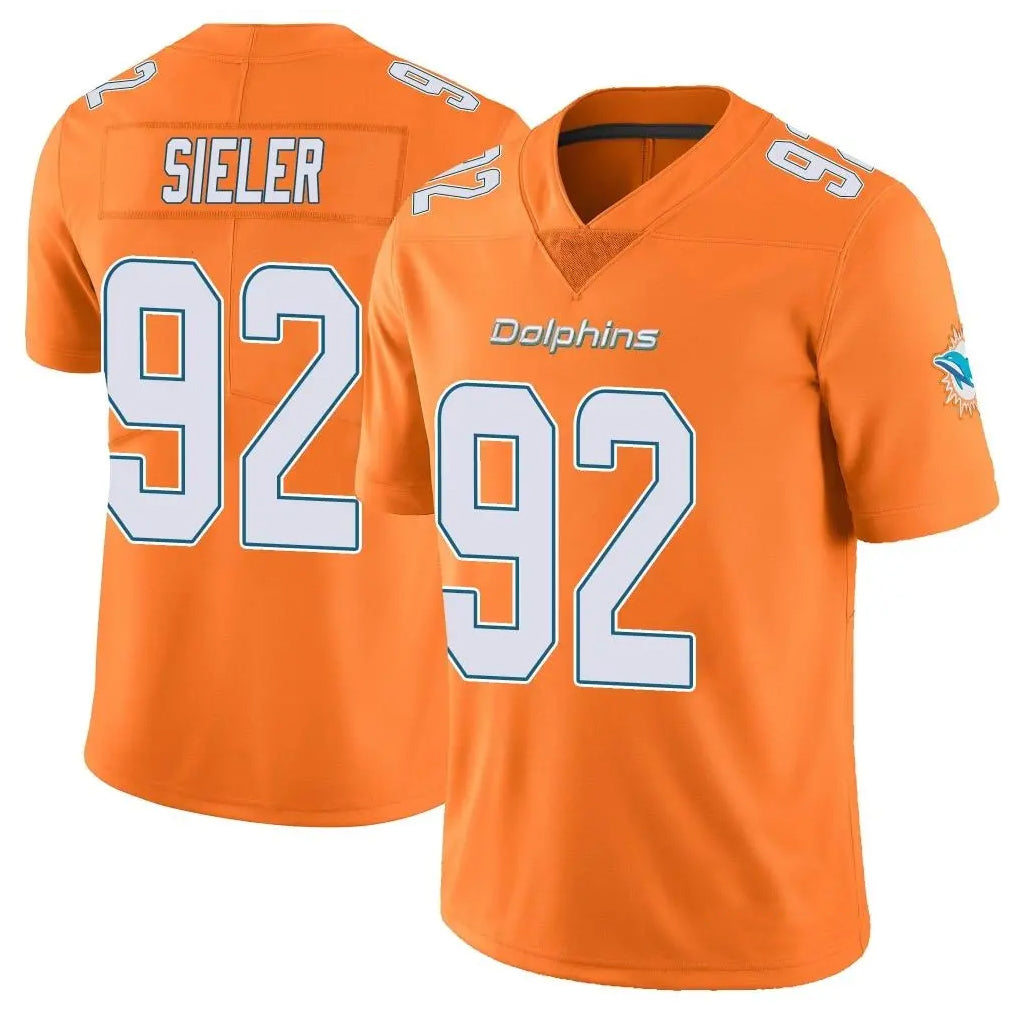 M.Dolphins #92 Zach Sieler Player Orange Limited Home Game STECN Stitched Jerseys
