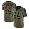 B.Bills #64 O'Cyrus Torrence Player Olive Salute To Service Game STECN Stitched Jerseys