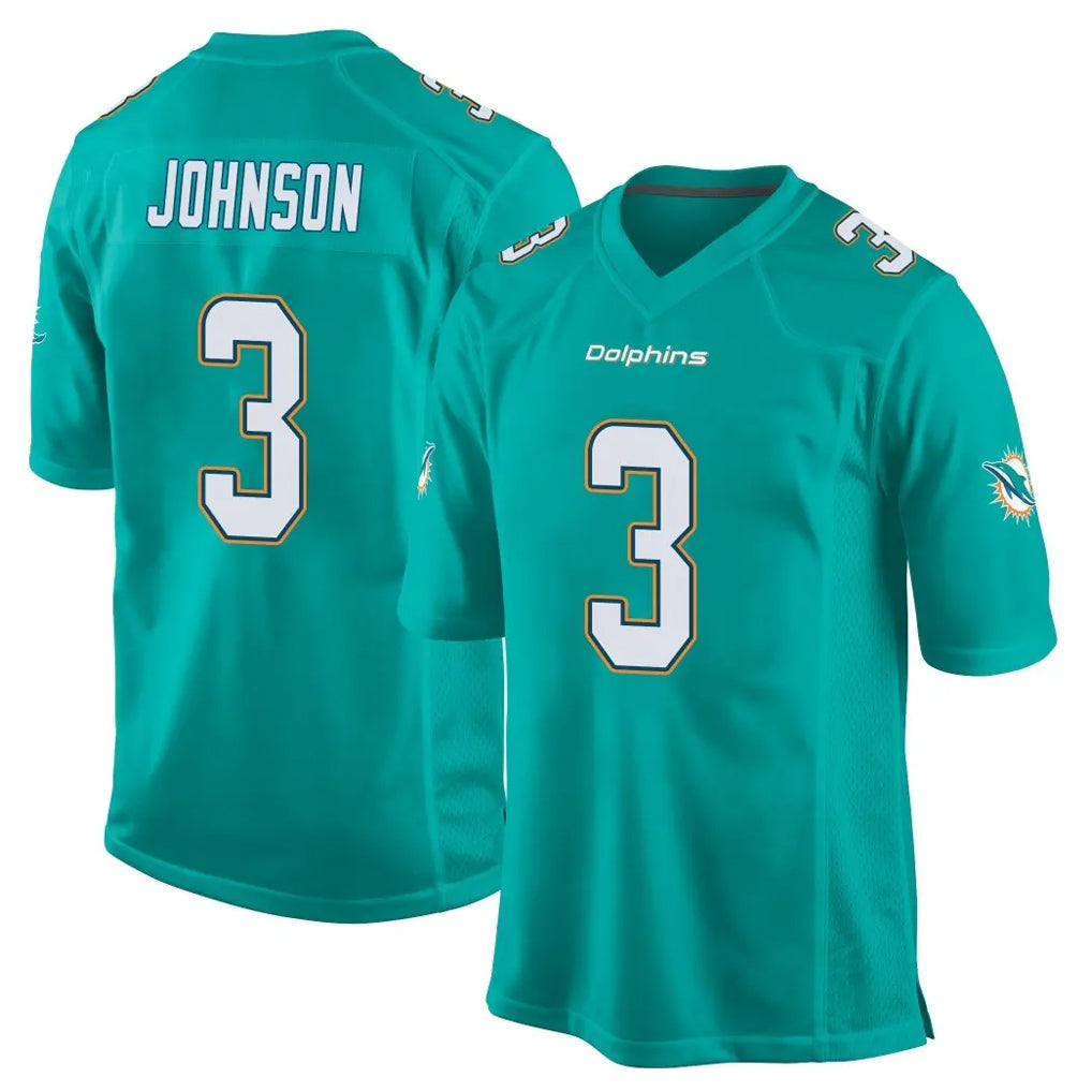 M.Dolphins #3 Chris Johnson Player Aqua Team Color Home Game STECN Stitched Jerseys