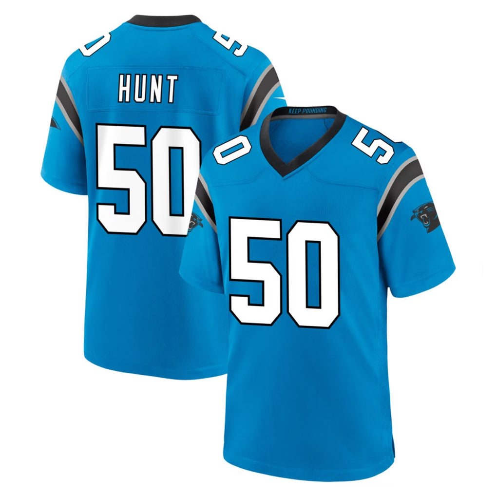 C.Panthers #50 Robert Hunt Player Blue Home Game STECN Stitched Jerseys