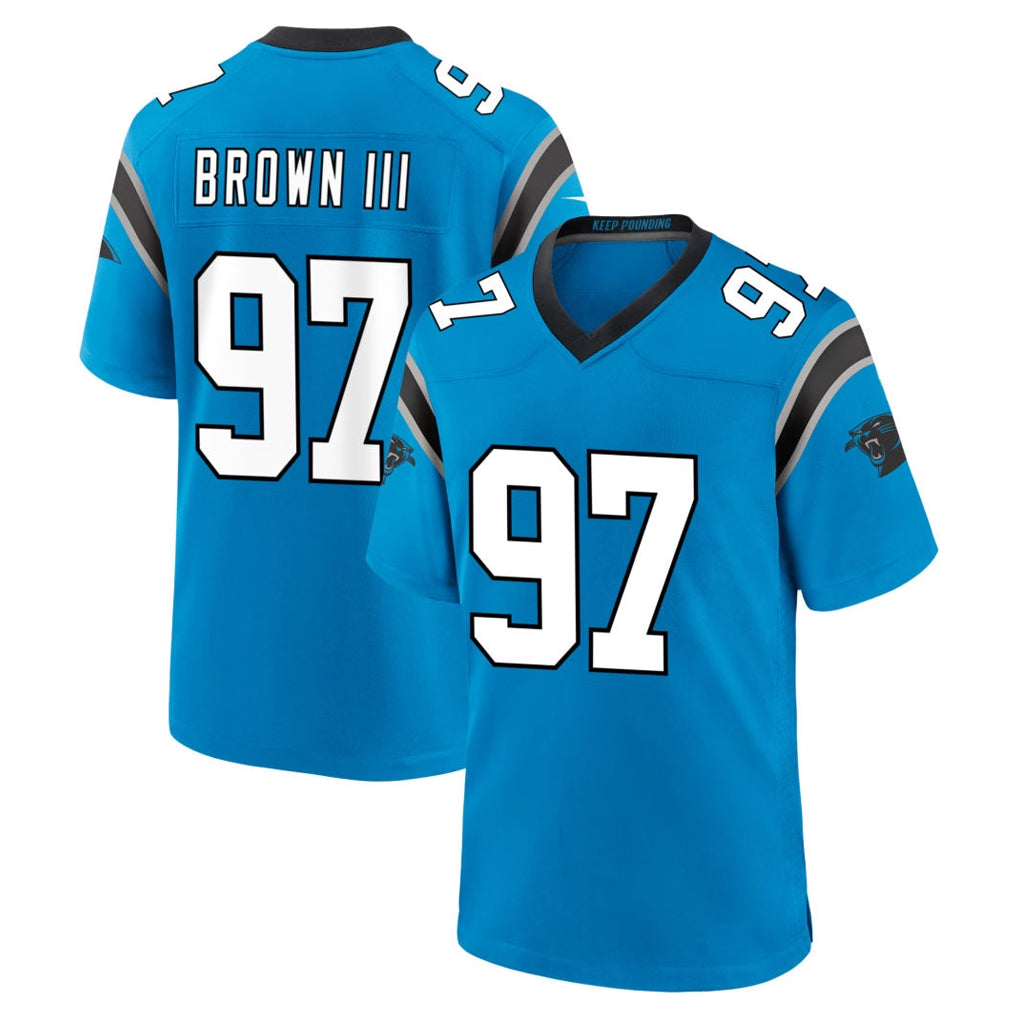 C.Panthers #97 Bobby Brown III Player Blue Home Game STECN Stitched Jerseys