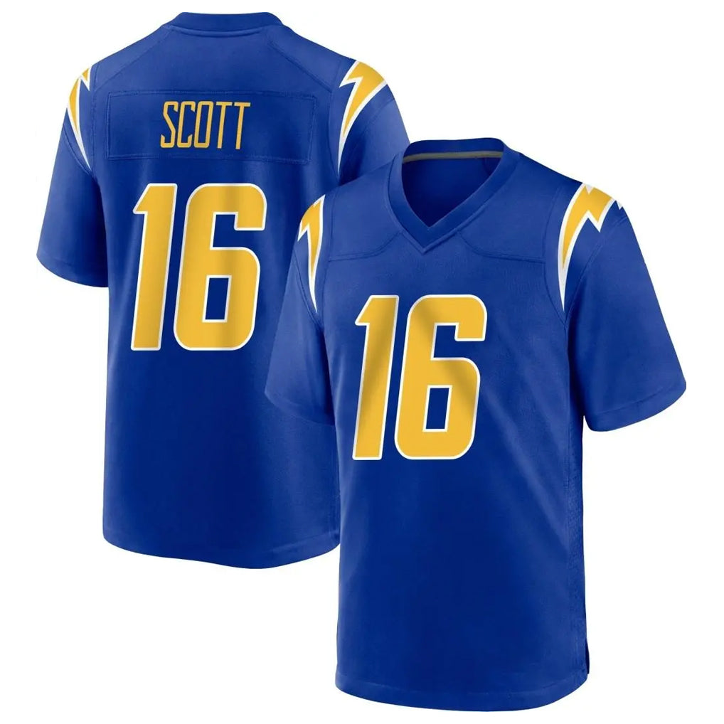 LA.Chargers #16 J.K. Scott Player Royal Home Game STECN Stitched Jerseys