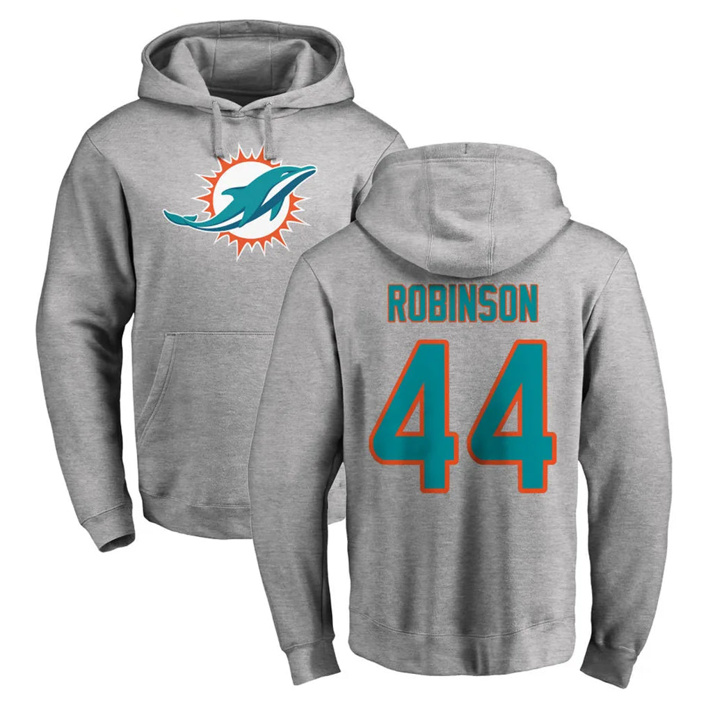 M.Dolphins #44 Chop Robinson Player Gray LOGO Pullover Hoodies Limited STECN Stitched Jerseys
