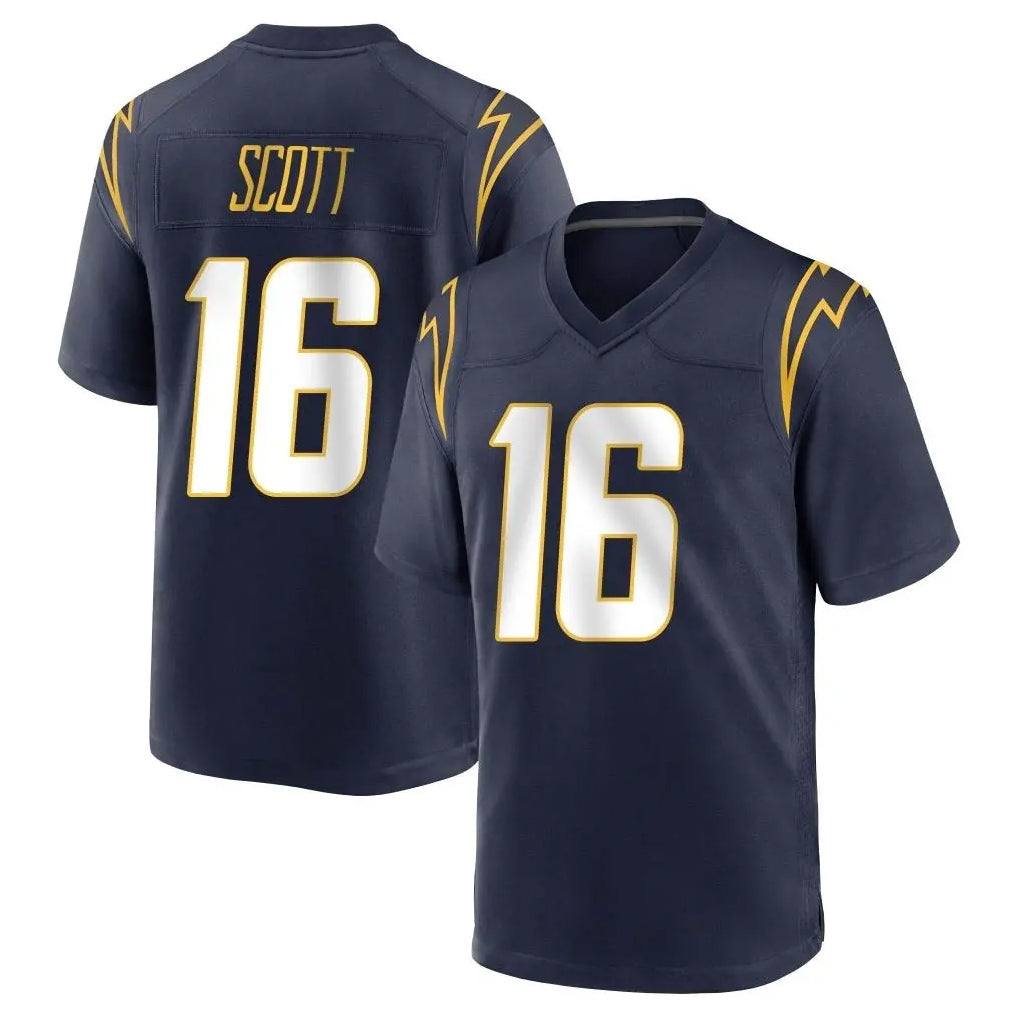LA.Chargers #16 J.K. Scott Player Navy Home Game STECN Stitched Jerseys