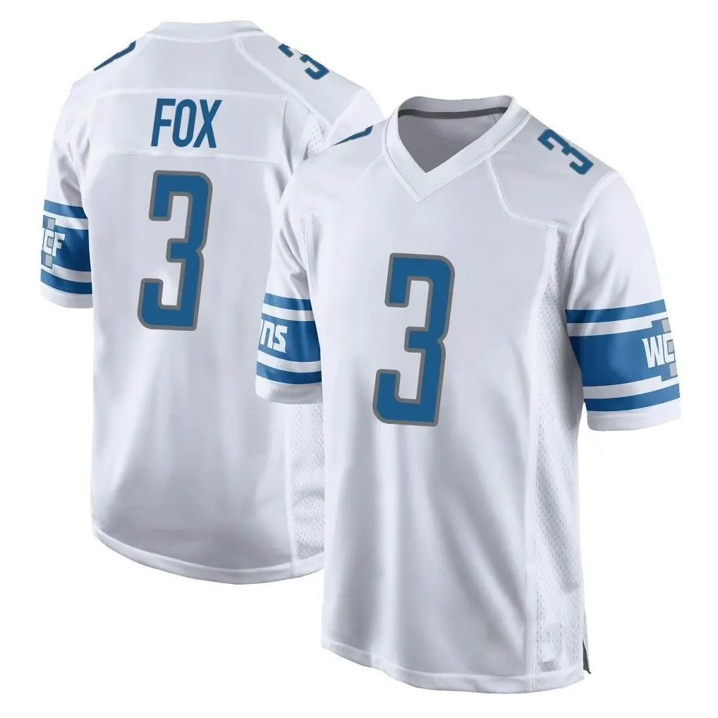 D.Lions #3 Jack Fox Player White Home Game STECN Stitched Jerseys