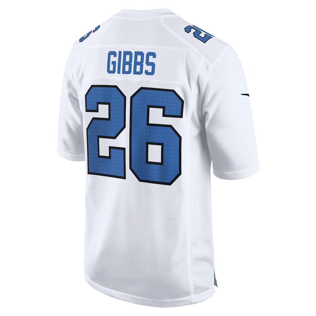 STECN D.Lions #26 Jahmyr Gibbs White Tundra Fashion Game Jersey