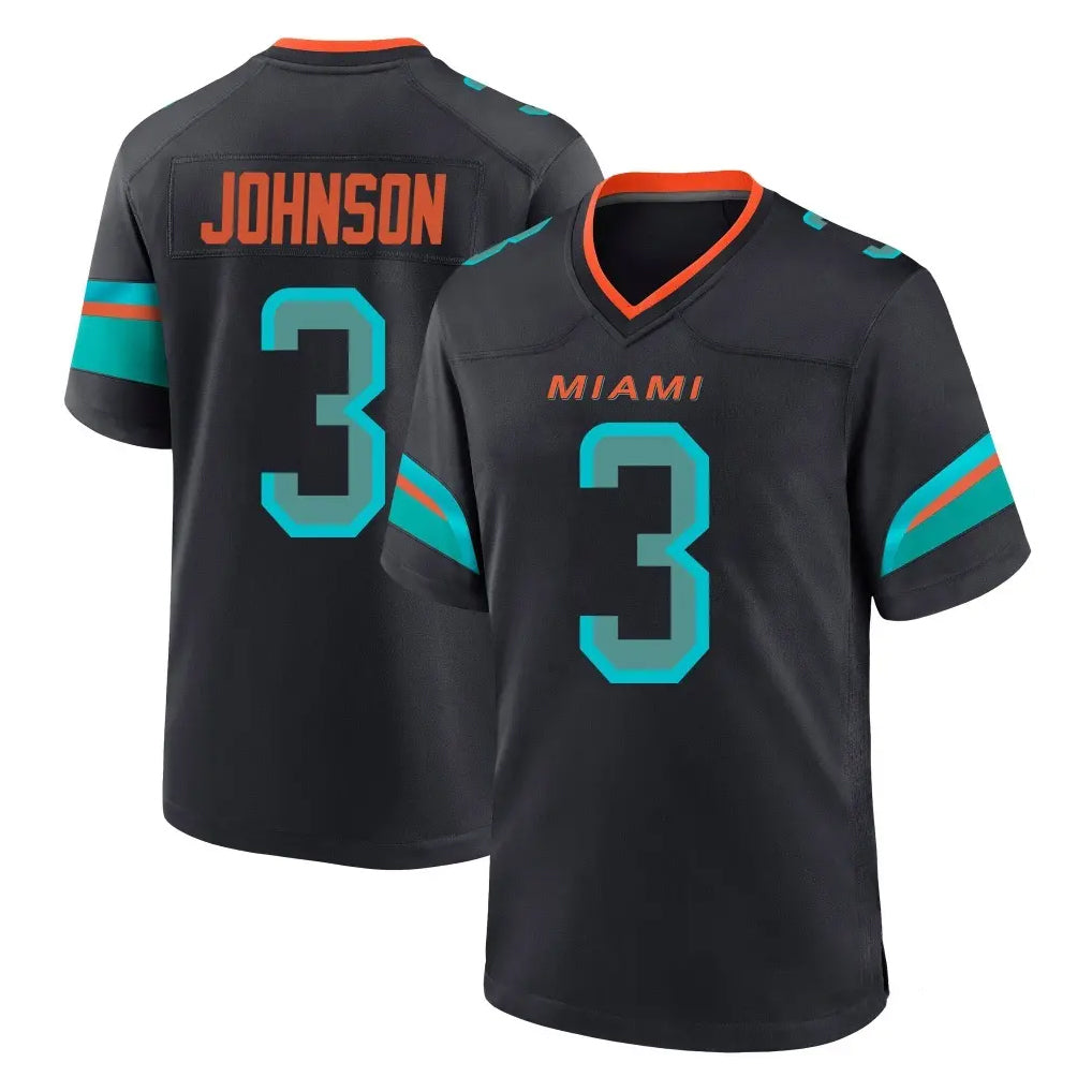 M.Dolphins #3 Chris Johnson Player Black Pitch Rivalries Collection Home Game STECN Stitched Jerseys