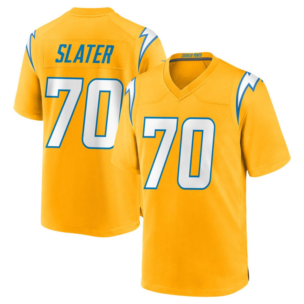 LA.Chargers #70 Rashawn Slater Player Gold Home Game STECN Stitched Jerseys