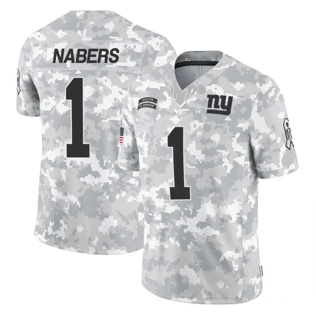 NY.Giants #1 Malik Nabers Player Arctic Camo Salute To Service Limited Game STECN Stitched Jerseys