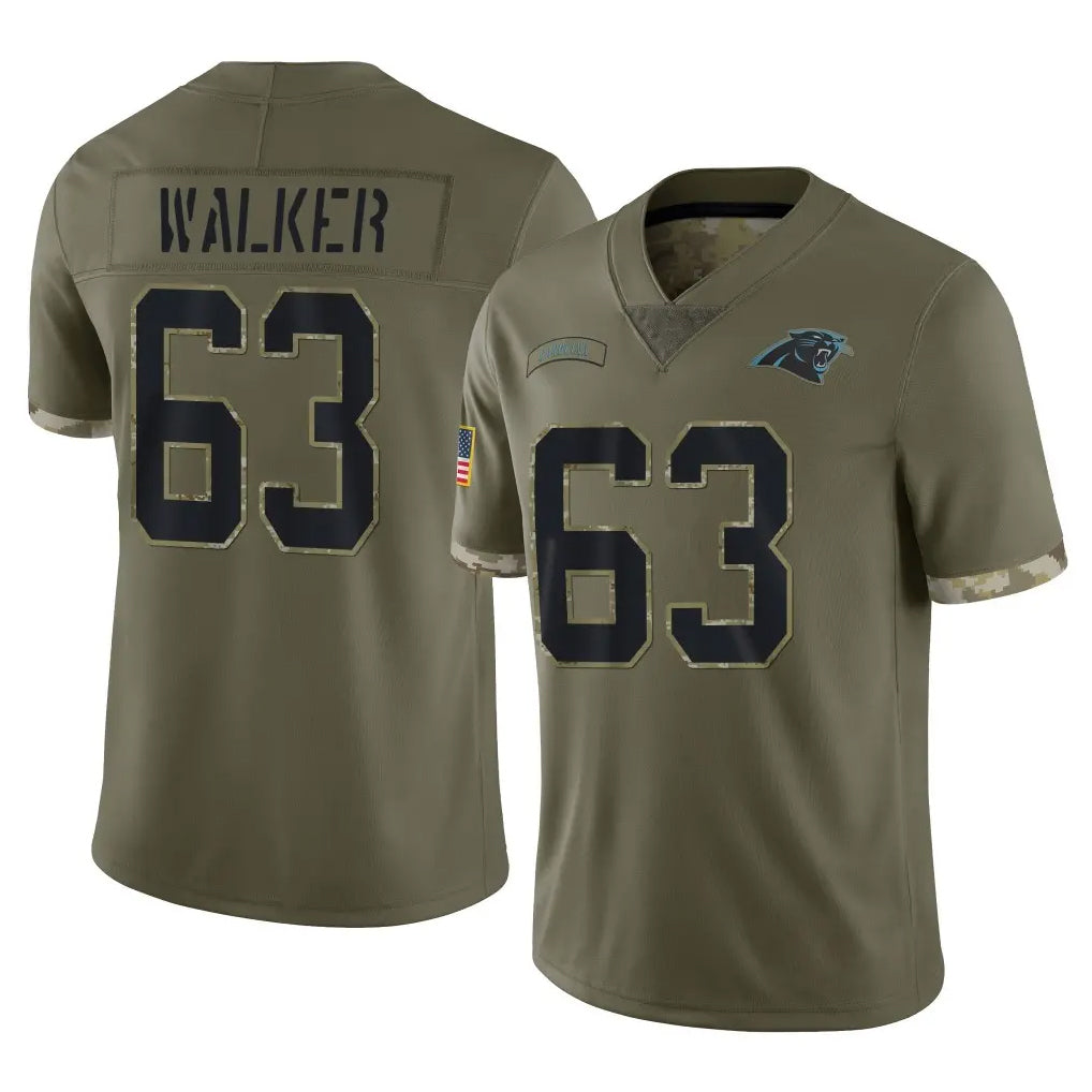 C.Panthers #63 Rasheed Walker Player Olive Salute to Service Game STECN Stitched Jerseys