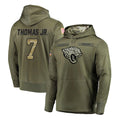 J.Jaguars #7 Brian Thomas Jr. Player Olive Salute to Service Pullover Hoodies Home Game STECN Stitched Jerseys