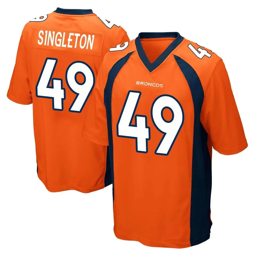 D.Broncos #49 Alex Singleton Player Orange Color Home Game STECN Stitched Jerseys