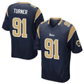 LA.Rams #91 Kobie Turner Player Navy Home Game STECN Stitched Jerseys