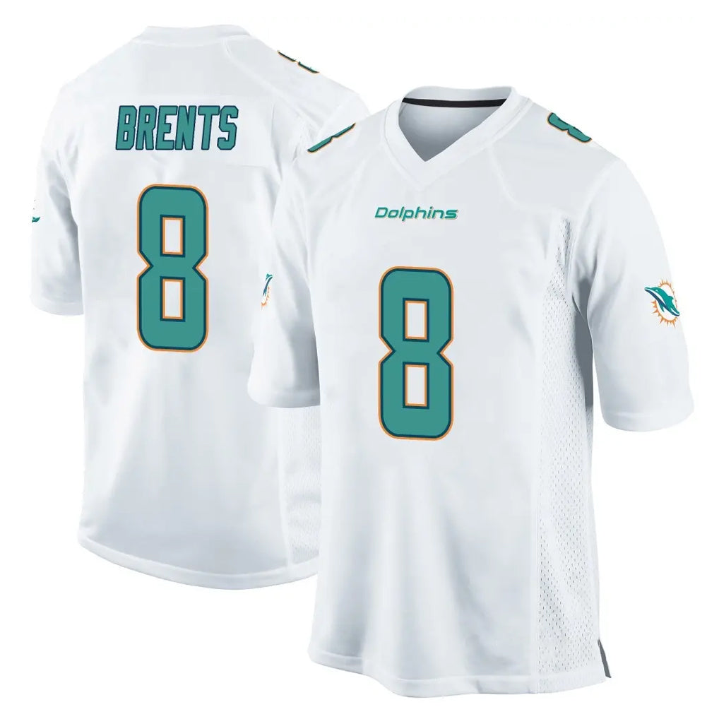 M.Dolphins #8 JuJu Brents Player White Home Game STECN Stitched Jerseys