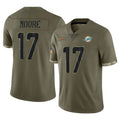 M.Dolphins #17 Trey Moore Player Olive Salute To Service Limited STECN Stitched Jerseys