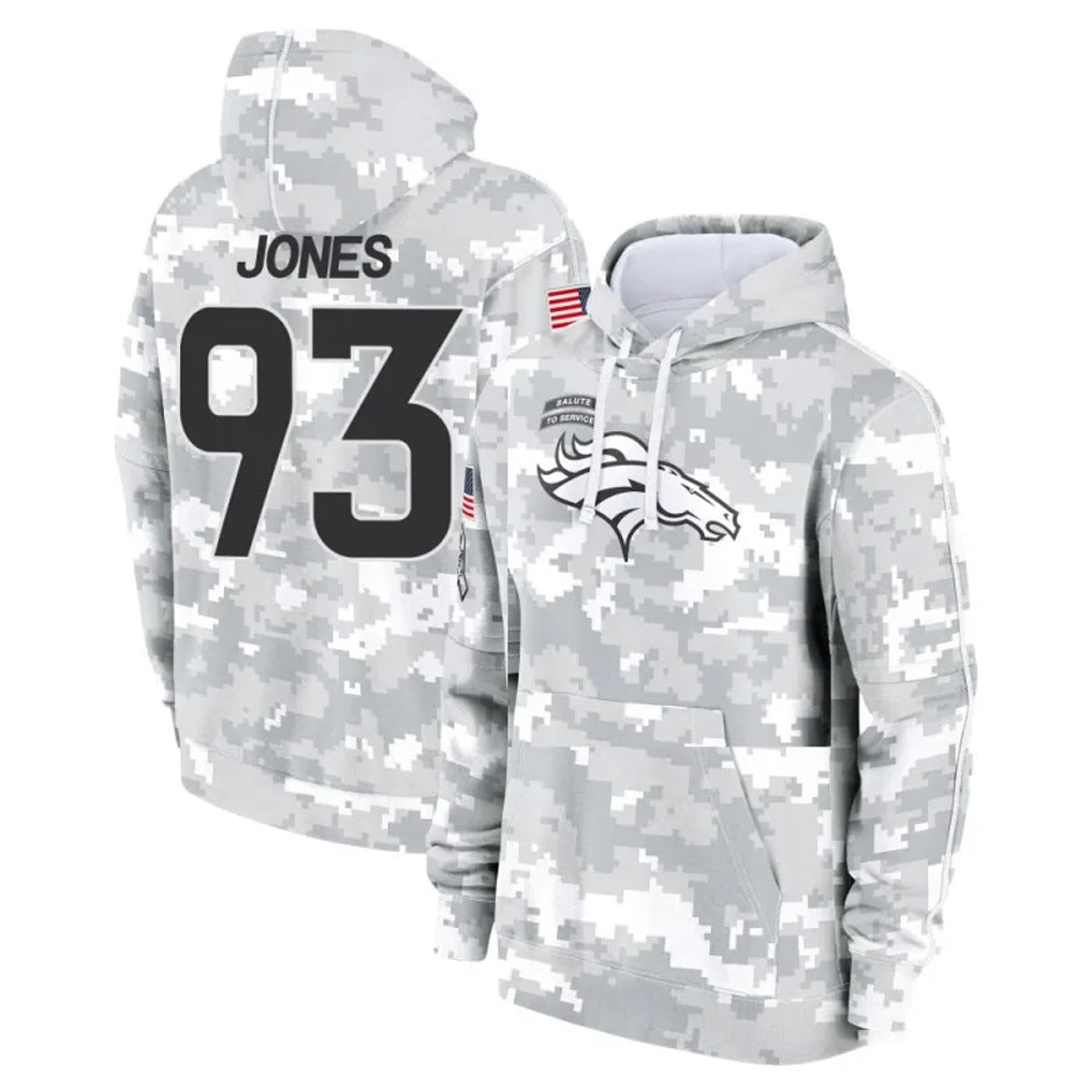 D.Broncos #93 D.J. Jones Player Arctic Camo Salute to Service Hoodies Limited Game STECN Stitched Jerseys