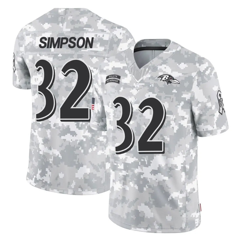 B.Ravens #32 Trenton Simpson Player Arctic Camo Salute to Service Limited STECN Stitched Jerseys